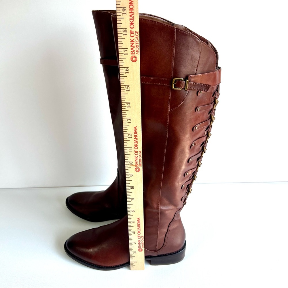 Beautiful Gianni Bini Chain Back Tall Wide Calf Leather Boots •Size Women’s 7M 🍁 - Picture 12 of 16